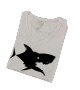 Tshirt Femme Blanc Col V Requin Noir M